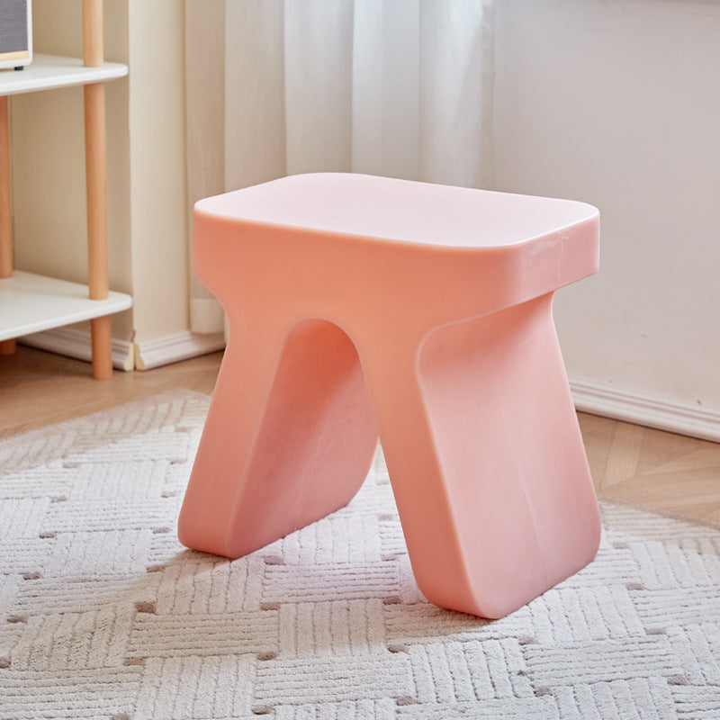 Sleek Modern Minimalist Rectangular Low Stool in PE Plastic for Living Room