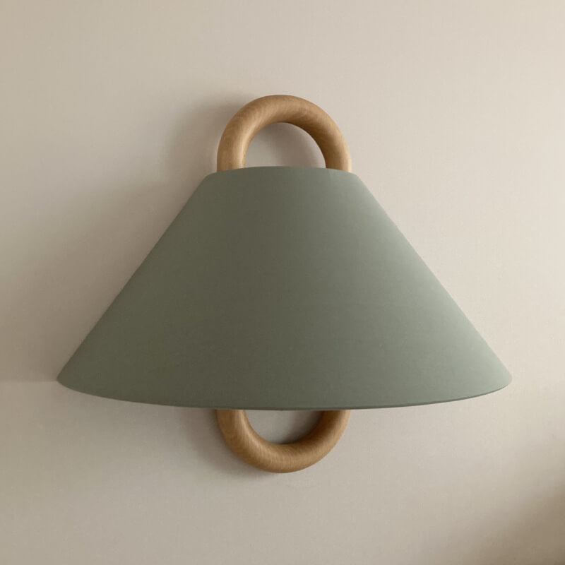 Japandi Solid Wood Wall Sconce Pleated Fabric Plug-In Bedside Reading Lamp for Bedroom and Living Room