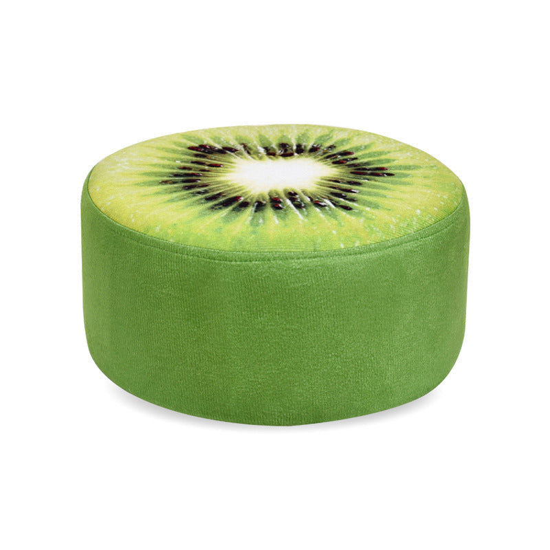 Modern Round Fabric Pouf with Creative Fruit Pattern – Kids Footstool for Living Room