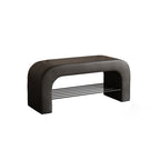 Modern Minimalist Long Rectangle Sherpa Fabric PU Leather Iron Storage Bench 1-Shelf For Entryways