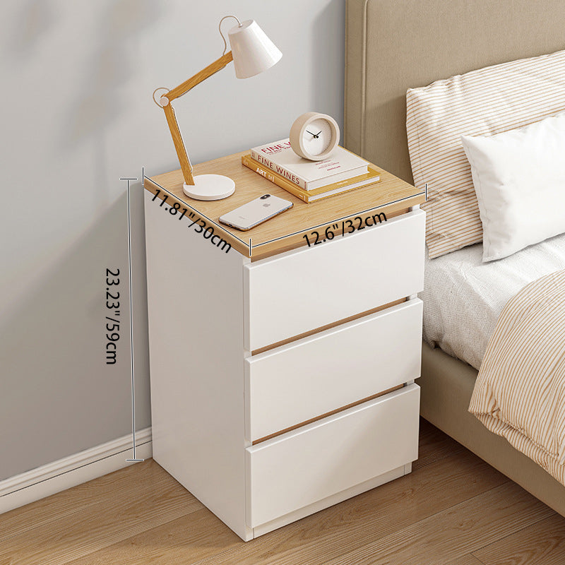 Mesita de noche rectangular minimalista moderna de MDF con 2/3 cajones para dormitorio