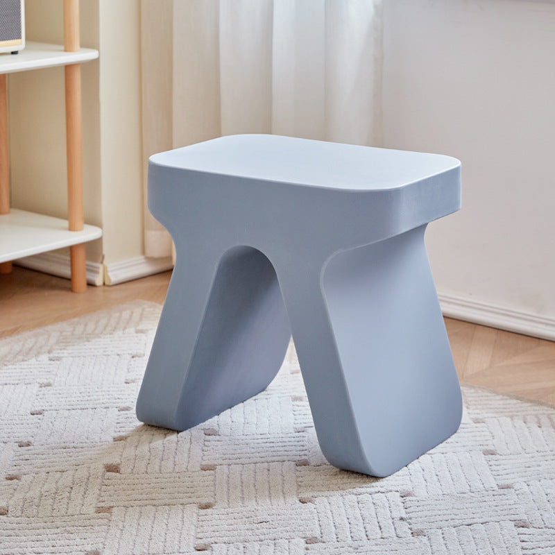 Sleek Modern Minimalist Rectangular Low Stool in PE Plastic for Living Room
