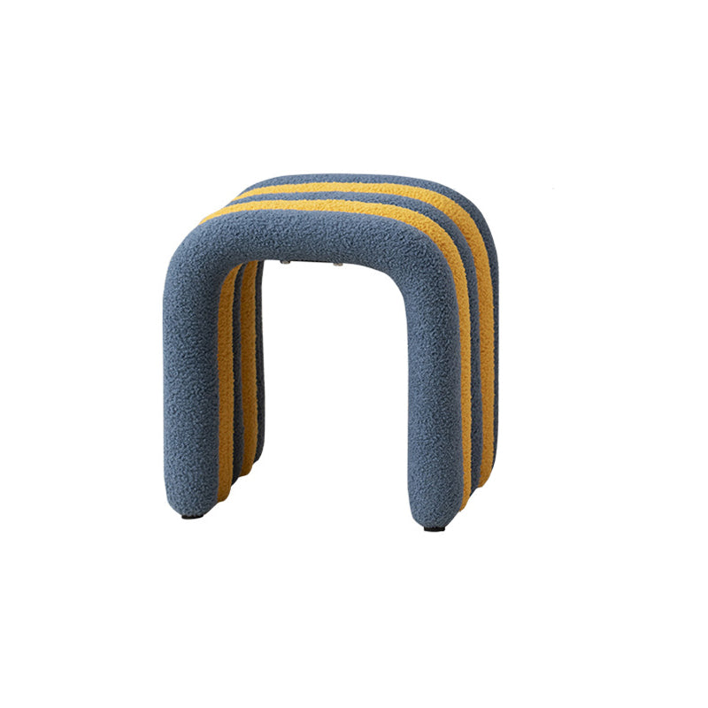 Contemporary Nordic Arch Vanity Stool in Sherpa Fabric with Carbon Steel Frame - Backless, Bedroom-Ready
