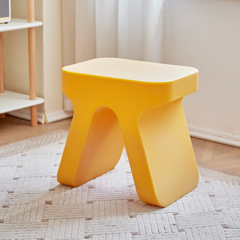 Sleek Modern Minimalist Rectangular Low Stool in PE Plastic for Living Room