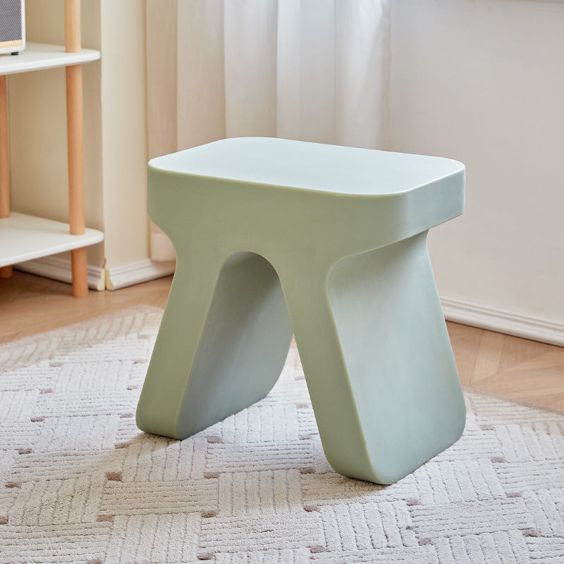 Sleek Modern Minimalist Rectangular Low Stool in PE Plastic for Living Room