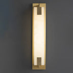 Modern Transitional Rectangular Copper Marble LED Outdoor Wall Sconce Lamp For Outdoor Patio