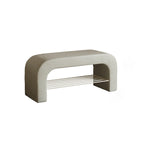 Modern Minimalist Long Rectangle Sherpa Fabric PU Leather Iron Storage Bench 1-Shelf For Entryways