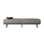 Modern Minimalist Rectangular Cushioned Bench - Microfiber Leather Upholstery with Wood & Carbon Steel Frame, Low Backless End-of-Bed Stool for Bedroom