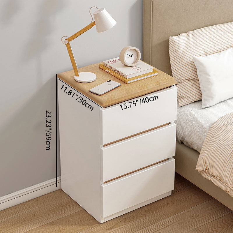 Mesita de noche rectangular minimalista moderna de MDF con 2/3 cajones para dormitorio
