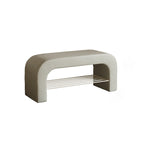 Modern Minimalist Long Rectangle Sherpa Fabric PU Leather Iron Storage Bench 1-Shelf For Entryways