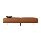 Modern Minimalist Rectangular Cushioned Bench - Microfiber Leather Upholstery with Wood & Carbon Steel Frame, Low Backless End-of-Bed Stool for Bedroom