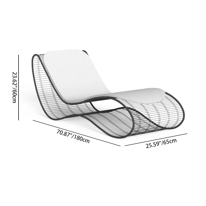 Tumbona de Jardín Moderna Minimalista Curva de Aleación de Aluminio con Respaldo Acolchado de Tela