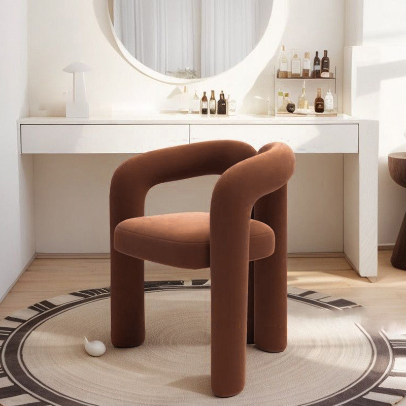 Contemporary Creative Curved Velvet Iron Vanity Stool Backrest Armless For Bedroom