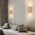Organic Modern Fluted Natural Stone Wall Sconce Up/Down LED Cylindrical Accent Light for Hallway and Bedroom