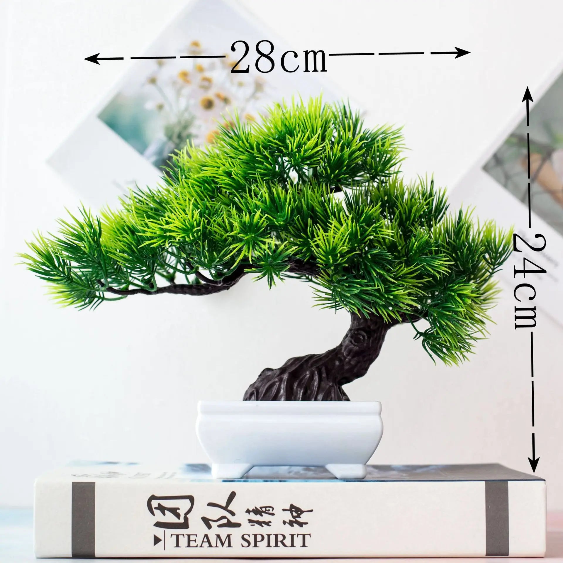 Lifelike Faux Bonsai Tree in White Pot Mini Zen Artificial Plant for Office Desk and Shelf Decor
