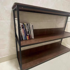 Modern Minimalist Rectangular Particleboard Iron Display Rack 3-Tier For Living Room