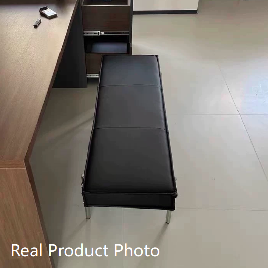Banco tapizado moderno de transición rectangular en piel sintética con estructura de acero inoxidable — Otomana para recibidor y sala de estar
