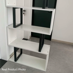 Contemporary Scandinavian Geometric Vertical MDF Steel Bookshelves 3/4/5/6-Tier Open Back Design Standing Shelves For Home Office
