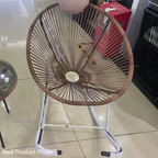 Traditional Vintage Oval Iron Frame Armless Rocking Chair with PE Rattan Weaving and Backrest for Living Room