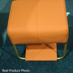 Modern Minimalist Vanity Stool with Iron & Pine Wood Frame, Latex Foam Cushion, Cat-Scratch-Resistant Leather, Square Backless Armless Stool for Bedroom