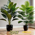 2PC Premium Large Faux Plants Artificial Palm and Banana Tree Set High Quality Realistic Leaves for Home Hotel Decoration