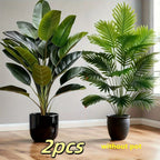 2PC Premium Large Faux Plants Artificial Palm and Banana Tree Set High Quality Realistic Leaves for Home Hotel Decoration