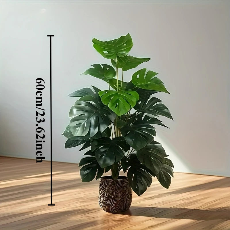 Lifelike Faux Monstera Deliciosa Artificial Swiss Cheese Plant for Modern Home and Office Decor (Unpotted)