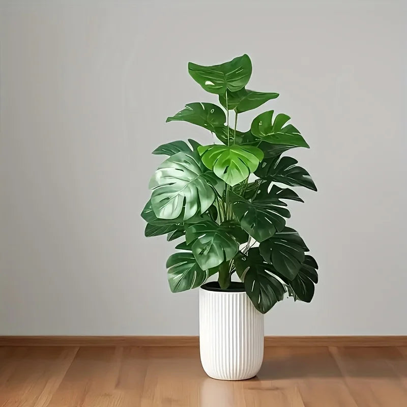Lifelike Faux Monstera Deliciosa Artificial Swiss Cheese Plant for Modern Home and Office Decor (Unpotted)