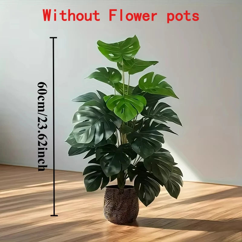 Lifelike Faux Monstera Deliciosa Artificial Swiss Cheese Plant for Modern Home and Office Decor (Unpotted)