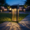 Waterproof Solar Garden Lights Outdoor LED Pathway Bollard Lamp with Ripple Glass for Lawn and Patio