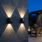 Waterproof Solar Up and Down Wall Sconce Outdoor LED Fence Light Modern Exterior Lighting for Patio and Porch