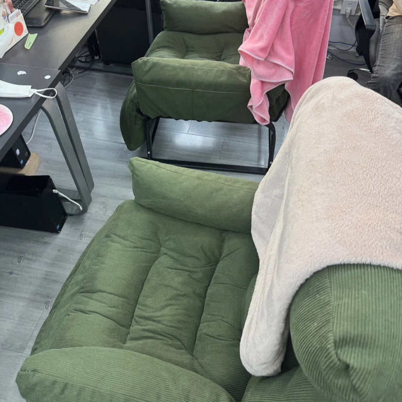 Reposapiés Moderno de Algodón Esponjoso con Cojín de Pana — Reclinable Cuadrado Ajustable con Estructura de Hierro y Acero al Carbono para Dormitorio