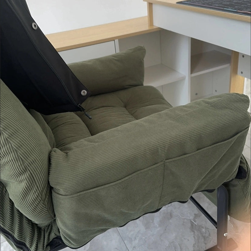Reposapiés Moderno de Algodón Esponjoso con Cojín de Pana — Reclinable Cuadrado Ajustable con Estructura de Hierro y Acero al Carbono para Dormitorio