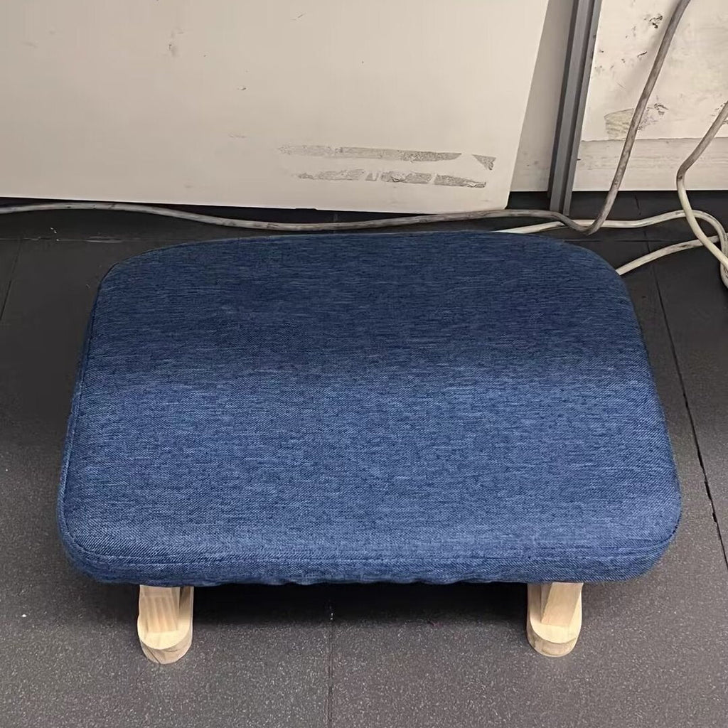 Taburete rectangular moderno minimalista de algodón y lino con base de madera de pino para sala de estar