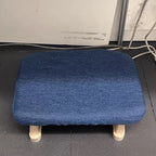 Taburete rectangular moderno minimalista de algodón y lino con base de madera de pino para sala de estar