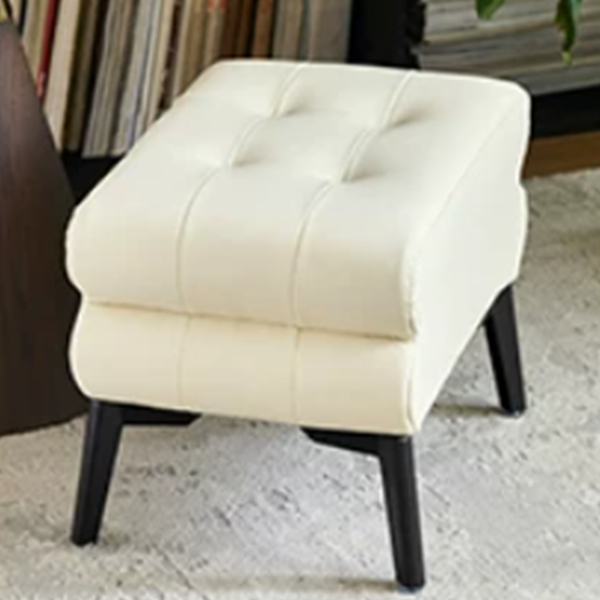 Modern Luxury Pet-Friendly Low Stool with Scratch-Resistant Leather & Pine Wood — Rounded Square Design for Living Room