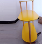 Modern Minimalist Round Oval Plank Solid Wood End Table 3-Tier For Living Room