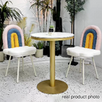 Contemporary Creative Rainbow Sherpa Fabric Iron Vanity Stool Backrest Armless For Bedroom